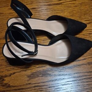 a new day Black Pointed-Toe Ankle-Strap Heels